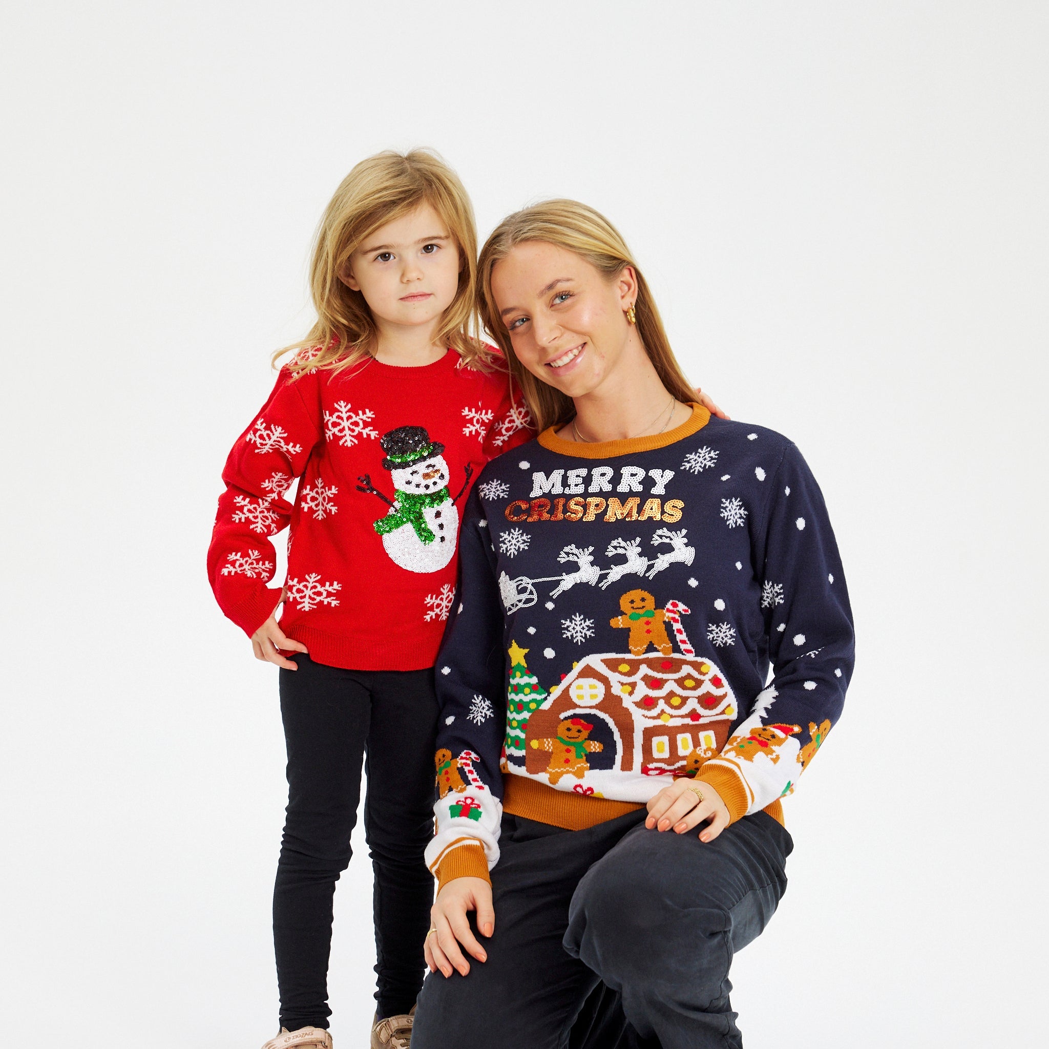 Pull de Noël bonhomme de neige rouge - enfant